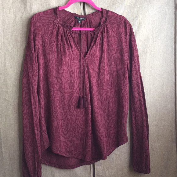 BoHo Lucky Brand Brocade top burgundy - Picture 1 of 2